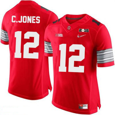 Ohio State Buckeyes Men's Cardale Jones #12 Red Authentic Nike Diamond Quest 2015 Patch College NCAA Stitched Football Jersey AP19V08ZG